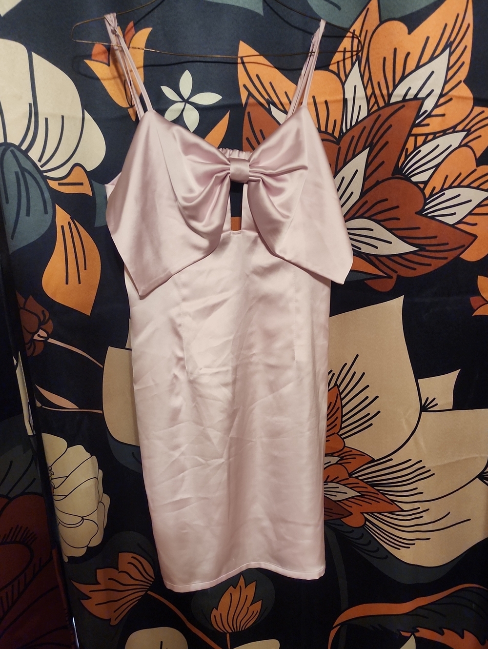 wild fable Blush Pink Satin Bow-Front Slip Dress